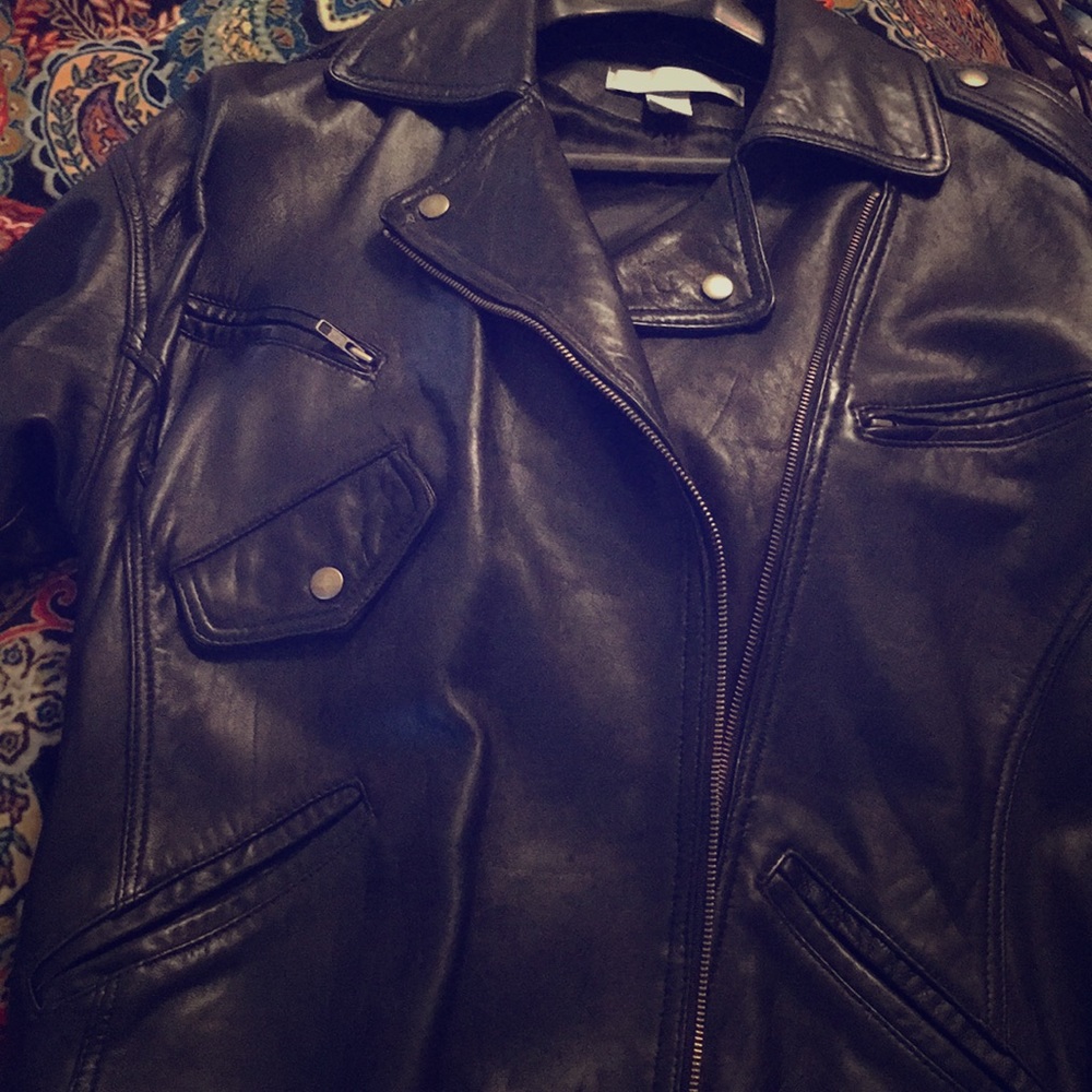 The Limited blk leather jacket sz M circa 1992 EUC